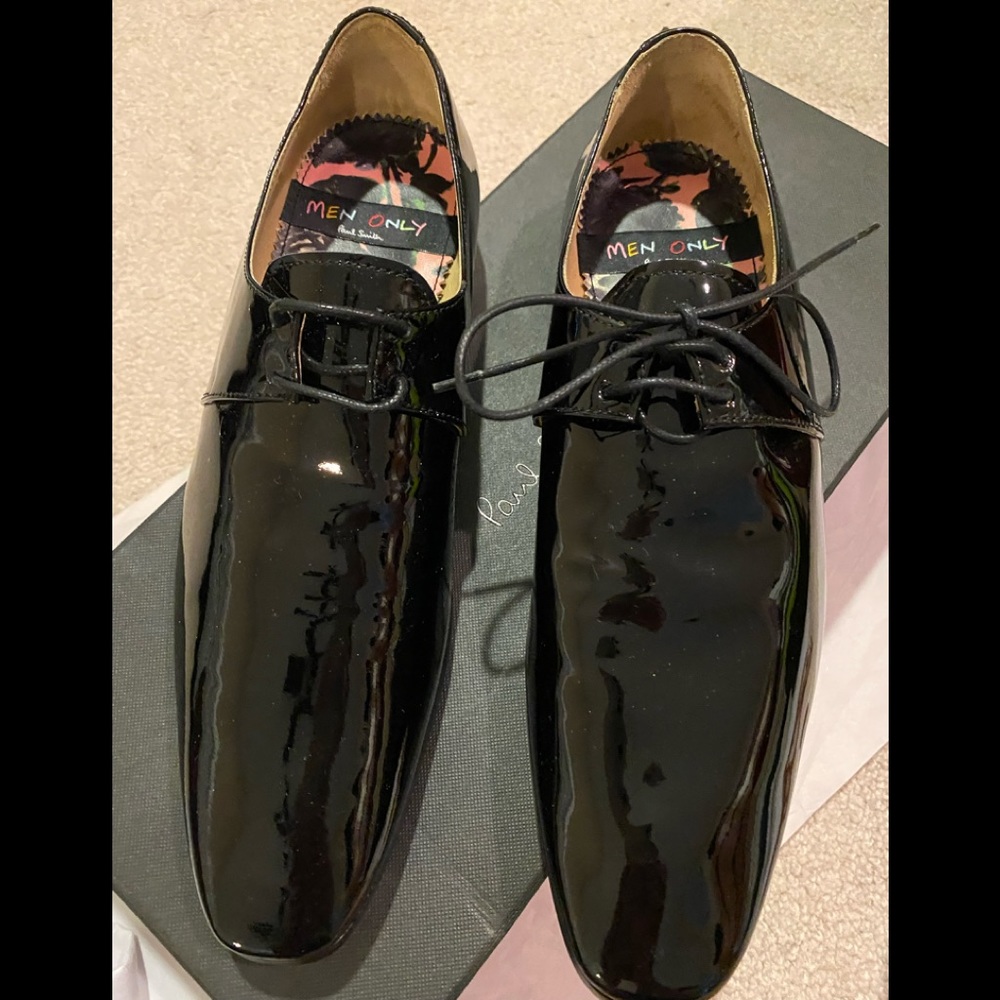 Paul Smith Size 7.5 Black Patient Leather Oxfords New in Box